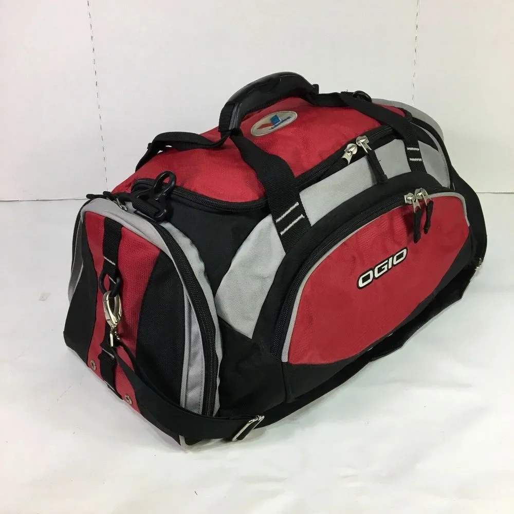 OGIO Duffle Travel Bag Heavy Nylon Carry On Gym‎ Sports Red Black Valvoline Logo
